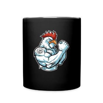 Poulet poule biceps tatouage j’aime maman - Mug uni - noir - Devant