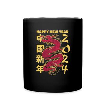 Jahr Des Drachen 2024 - Tasse einfarbig - Schwarz - Vorne