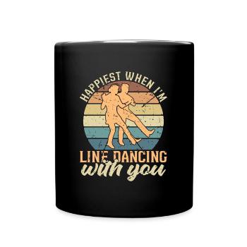 Danse en ligne Le plus heureux quand je suis en ligne Musique country - Mug uni - noir - Devant
