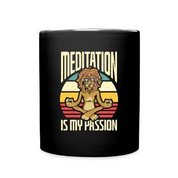La méditation est ma passion Exercice Yoga Lion Lover - Mug uni - noir - Devant