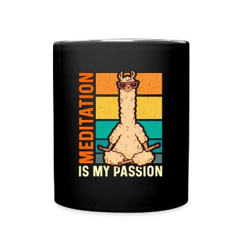 Meditation Is My Passion Spiritual Llama Lover - Tasse einfarbig - Schwarz - Vorne