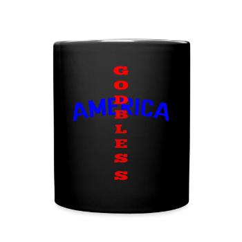 God Bless America. Croix Crétienne. - Mug uni - noir - Devant