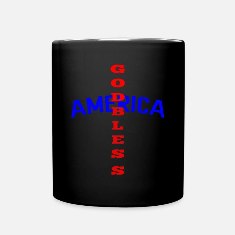God Bless America. Croix Crétienne. - Mug uni - noir