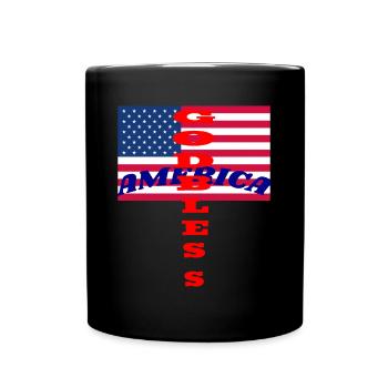 Gott segne Amerika und die Flagge. - Tasse einfarbig - Schwarz - Vorne