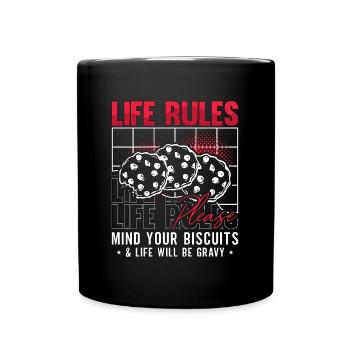 Biscuits And Gravy Life Rules Please Gravy Lover - Tasse einfarbig - Schwarz - Vorne