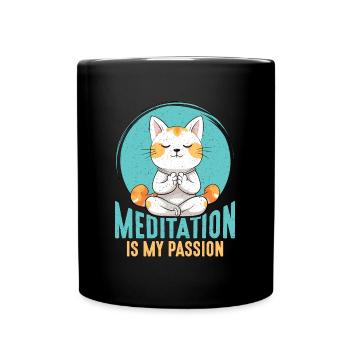 Meditation Is My Passion Relaxation Cat Lover - Full Colour Mug - black - Front