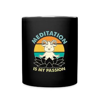 Meditation Is My Passion Exercise Yoga Goat Lover - Full Colour Mug - black - Front