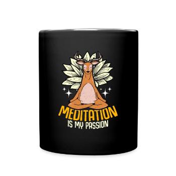 Meditation Is My Passion Yoga Meditate Deer Lover - Full Colour Mug - black - Front