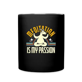 Meditation Is My Passion Spiritual Yoga Goat Lover - Full Colour Mug - black - Front