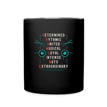 Drumline Determined Rhythmic United Musical Drums - Full Colour Mug - black - Front