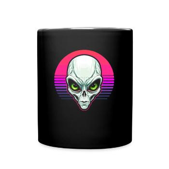 Alien Außerirdischer - Tasse einfarbig - Schwarz - Vorne