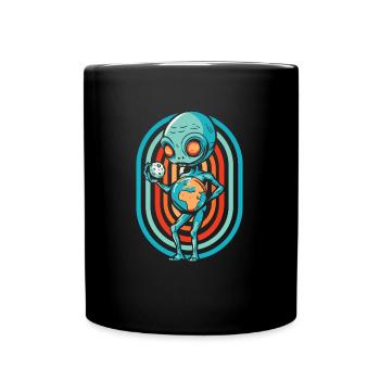 Alien Außerirdischer - Tasse einfarbig - Schwarz - Vorne