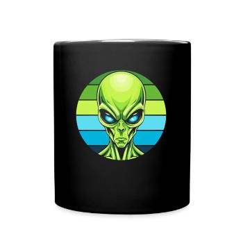 Alien Außerirdischer - Tasse einfarbig - Schwarz - Vorne