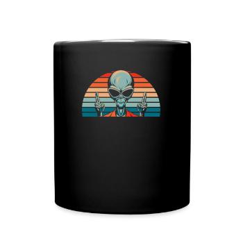 Alien Außerirdischer - Tasse einfarbig - Schwarz - Vorne