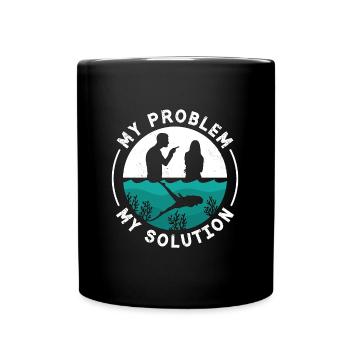 Freediving My Problem My Pictogram Mom Dad Diving - Tasse einfarbig - Schwarz - Vorne