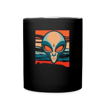 Alien Außerirdischer - Tasse einfarbig - Schwarz - Vorne