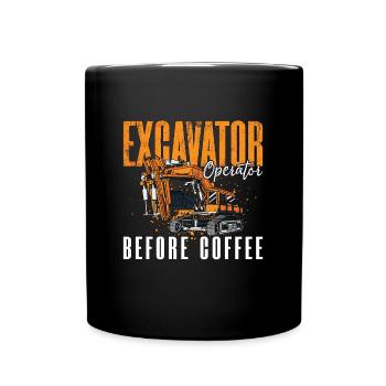 Opérateur d’excavatrice avant l’amateur de café d’excavatrice - Mug uni - noir - Devant