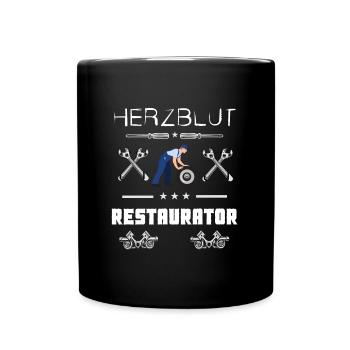 Herzblut Restaurator Mechaniker Schrauber Bastler - Tasse einfarbig - Schwarz - Vorne