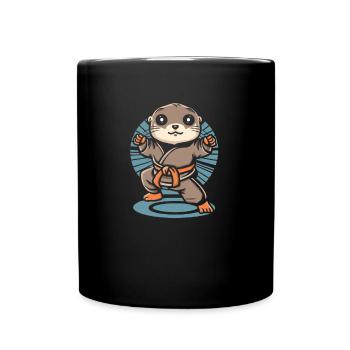 Karate Otter - Tasse einfarbig - Schwarz - Vorne