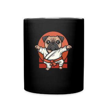 Karate Mops - Tasse einfarbig - Schwarz - Vorne