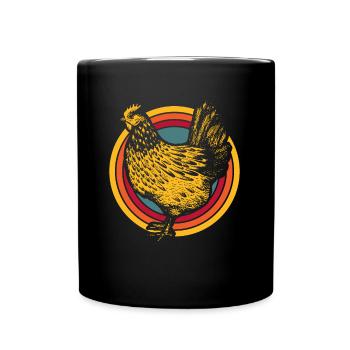 Huhn Henne - Tasse einfarbig - Schwarz - Vorne