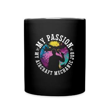 Mécanicien d’avion Ma passion Mon mécanicien d’avion - Mug uni - noir - Devant