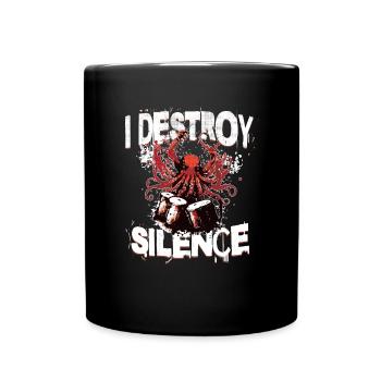 Octopus Drums Destroy Silence Drummer - Full Colour Mug - black - Front