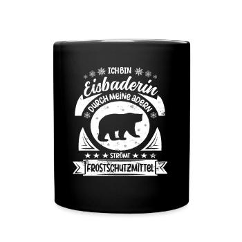 Eisbaderin Eisbaden Winterbaden Kältebad - Tasse einfarbig - Schwarz - Vorne