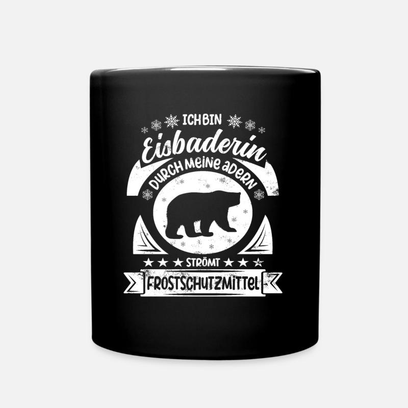 Eisbaderin Eisbaden Winterbaden Kältebad - Tasse einfarbig - Schwarz