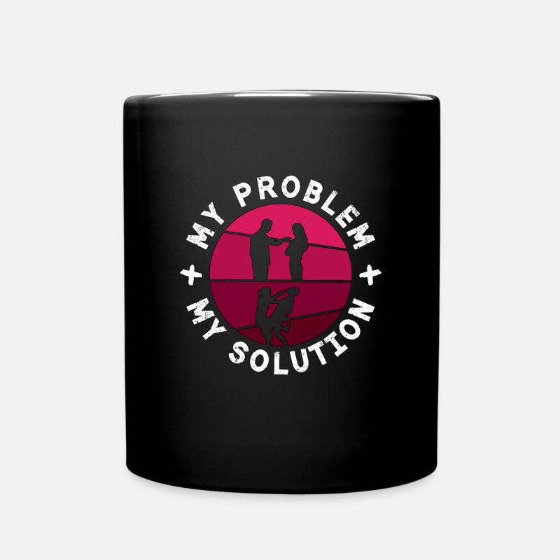 Krav Maga Fighter Mon Problème Mon Pictogramme Maman Papa - Mug uni - noir