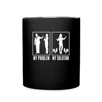 Cock Lover My Problem My Pictogram Mom Dad Poultry - Tasse einfarbig - Schwarz - Vorne