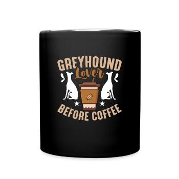 Amoureux des lévriers avant les chiens de course Amateur de café - Mug uni - noir - Devant