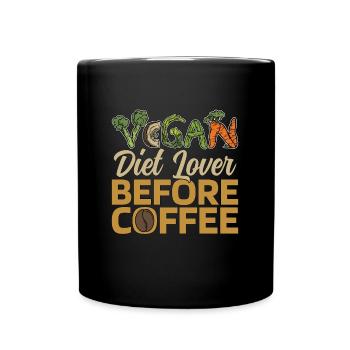 Amateur de régime végétalien avant le végétarisme Amateur de café - Mug uni - noir - Devant