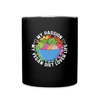 Végétalien Amoureux du régime Ma passion Mon véganisme Sans viande - Mug uni - noir - Devant