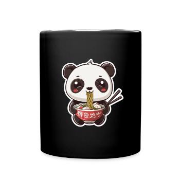 Cute Panda Eating Ramen - Full Colour Mug - black - Front