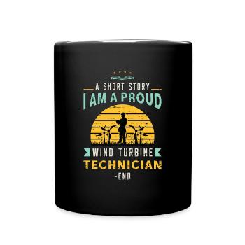 Wind Turbine Tech A Short Story I Am Green Energy - Full Colour Mug - black - Front