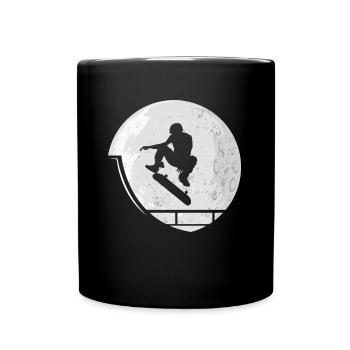 Skateboard Skater Mond - Tasse einfarbig - Schwarz - Vorne