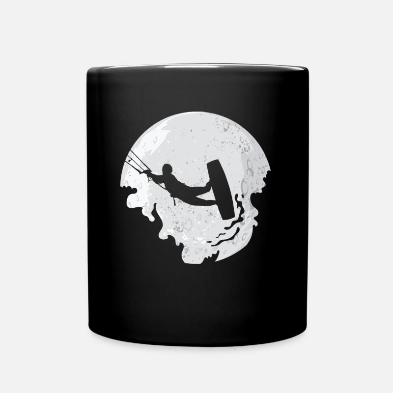 Kitesurfer Kitesurfen Kiten Kitesurfing Mond - Tasse einfarbig - Schwarz