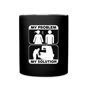 Machiniste Mon problème Ma solution Pictogramme Papa Maman - Mug uni - noir - Devant