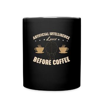 Amoureux de l’intelligence artificielle avant le café des robots - Mug uni - noir - Devant