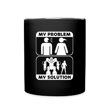 Robotics Lover My Problem My Pictogram Mom Dad - Full Colour Mug - black - Front