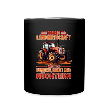 Landwirtschaft Demonstration - Traktor Bauerndemo - Tasse einfarbig - Schwarz - Vorne