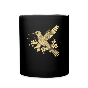 Kolibri Blumen Blumenvogel - Tasse einfarbig - Schwarz - Vorne