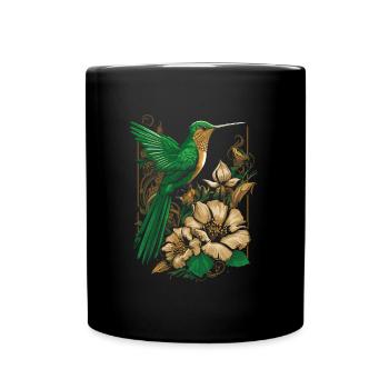 Kolibri Blumen Blumenvogel - Tasse einfarbig - Schwarz - Vorne