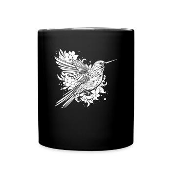 Kolibri Blumen Blumenvogel - Tasse einfarbig - Schwarz - Vorne