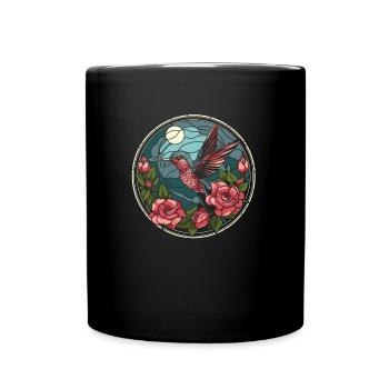 Kolibri Blumen Buntglas - Tasse einfarbig - Schwarz - Vorne