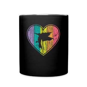 Kolibri Herz Regenbogenherz - Tasse einfarbig - Schwarz - Vorne