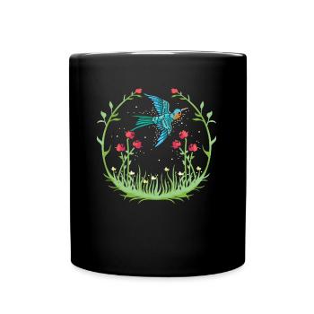 Kolibri Blumen Blumenvogel - Tasse einfarbig - Schwarz - Vorne