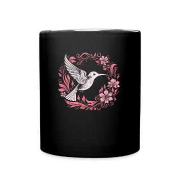 Kolibri Blumen - Tasse einfarbig - Schwarz - Vorne