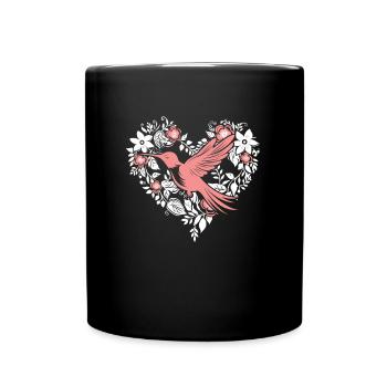 Kolibri Herz Blumenherz - Tasse einfarbig - Schwarz - Vorne